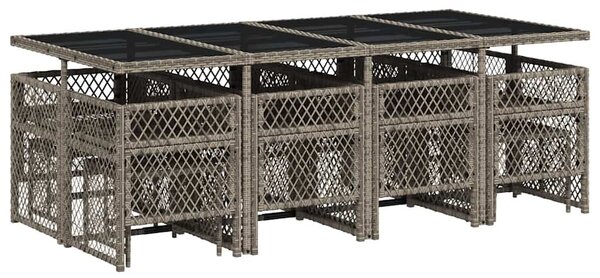 13 részes szürke polyrattan kerti ülőgarnitúra párnákkal