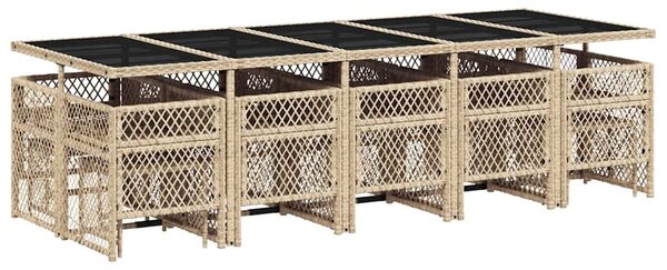 15 részes bézs polyrattan kerti étkezőgarnitúra párnákkal