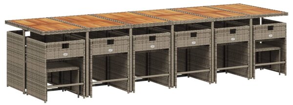 17 részes szürke polyrattan kerti étkezőgarnitúra párnával