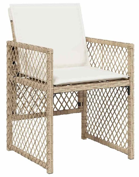 11 részes bézs polyrattan kerti étkezőgarnitúra párnákkal