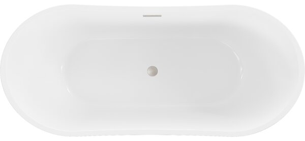 Mexen Montana, szabadon álló kád 170 x 80 cm, fehér-fekete, szálcsiszolt acél túlfolyó, 52011708075-97