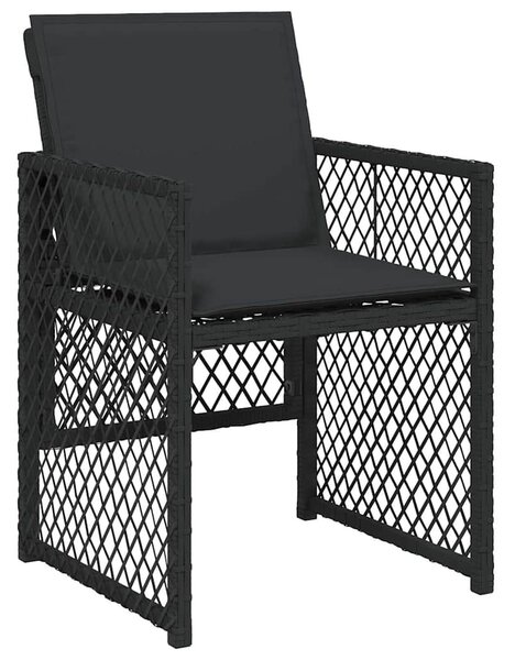 17 részes fekete polyrattan kerti étkezőgarnitúra párnákkal