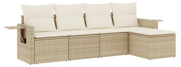 5 részes bézs polyrattan kerti ülőgarnitúra párnákkal