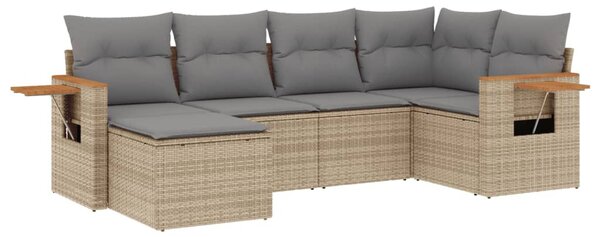 6 részes bézs polyrattan kerti ülőgarnitúra párnával