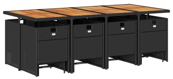 13 részes fekete polyrattan kerti ülőgarnitúra párnákkal