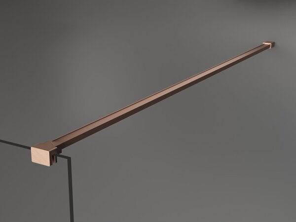 Mexen Kioto+, Walk-In zuhany paraván polccal és akasztóval 110 x 200 cm, 8 mm átlátszó üveg fehér mintás, réz matt profil, 800-110-121-65-85