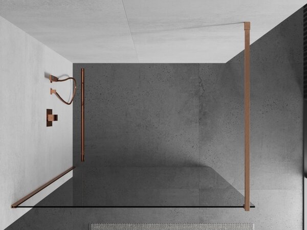 Mexen Kioto, Walk-In típusú zuhany paraván 55 x 200 cm, 8 mm átlátszó üveg, réz matt profil, 800-055-101-65-00