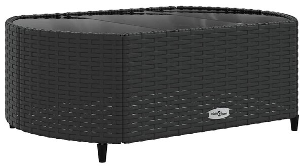 9 részes fekete polyrattan kerti ülőgarnitúra párnákkal
