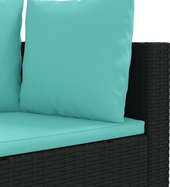 9 részes fekete polyrattan kerti ülőgarnitúra párnákkal