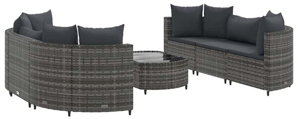 7 részes szürke polyrattan kerti ülőgarnitúra párnákkal