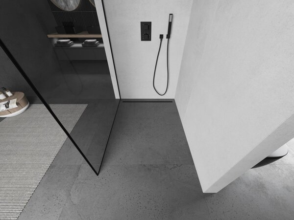 Mexen Kioto 50 x 200 cm-es Walk-in zuhanyfal, fekete keret 8 mm, fekete - 800-050-101-70-70
