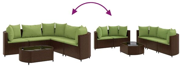 6 részes barna polyrattan kerti ülőgarnitúra párnával