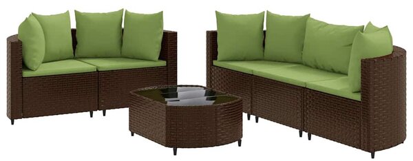6 részes barna polyrattan kerti ülőgarnitúra párnával