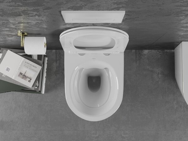 Mexen Lena, függő WC csésze 480x360x355 mm, fehér - arany él, 30224005