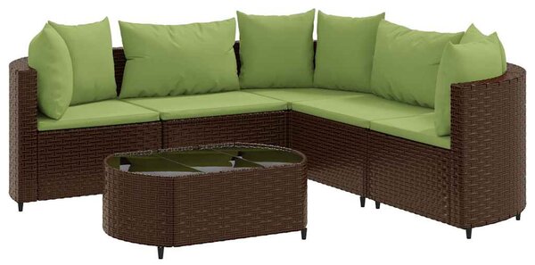6 részes barna polyrattan kerti ülőgarnitúra párnával