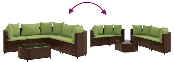 6 részes barna polyrattan kerti ülőgarnitúra párnával
