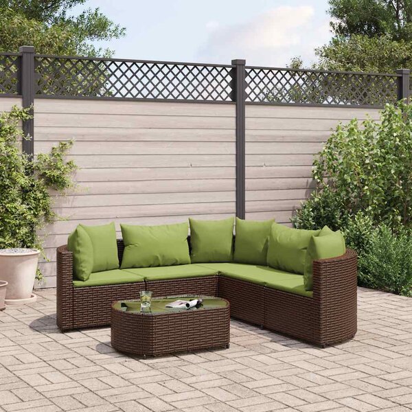 6 részes barna polyrattan kerti ülőgarnitúra párnával