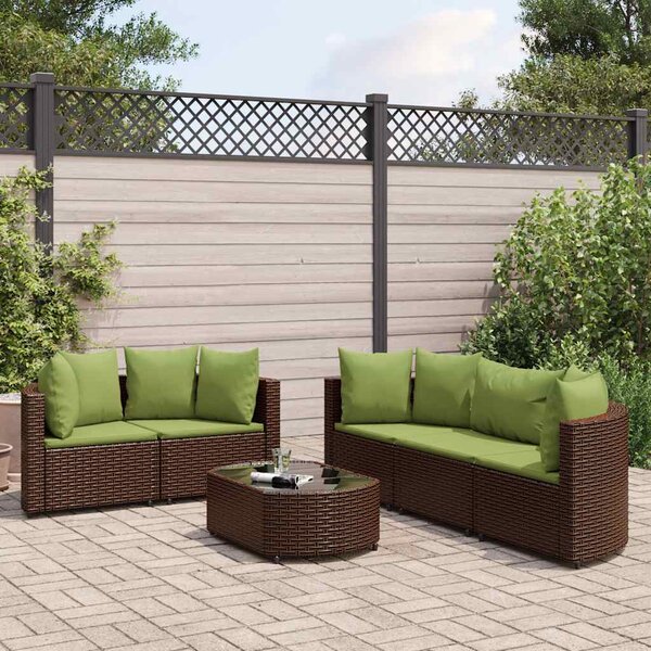 6 részes barna polyrattan kerti ülőgarnitúra párnával