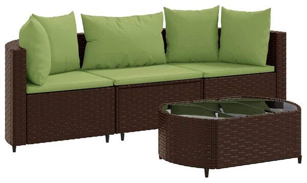 4 részes barna polyrattan kerti ülőgarnitúra párnákkal