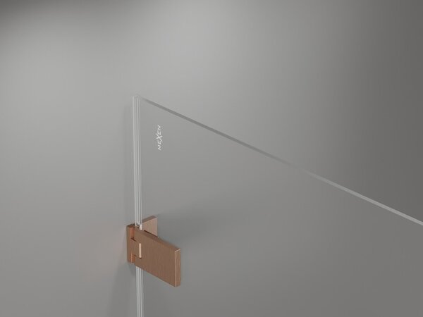 Mexen Lunar-F, harmonikaajtó bal oldali zuhanykabinhoz 65 cm, 8 mm-es átlátszó üveg, matt réz profil, 836-065-000-65-00-L