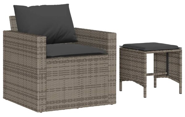 4 részes szürke polyrattan kerti ülőgarnitúra párnákkal