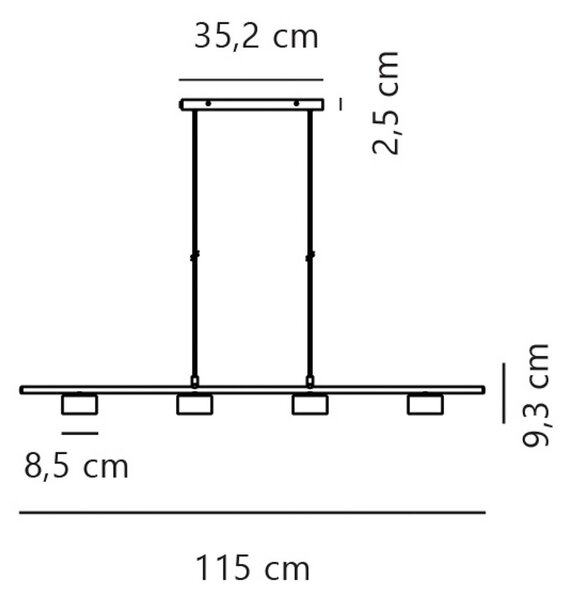 Nordlux Clyde LED függőlámpa, négy izzós, egyenes, dimmelhető, Fekete, Nappali / Étkező, fém, Modern