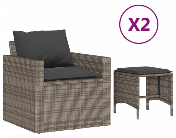 4 részes szürke polyrattan kerti ülőgarnitúra párnákkal