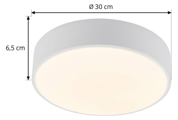 Lindby LED mennyezeti lámpa Simera, Ø 30cm, fehér, fém, dimmelhető, Fehér / opál, Nappali / Étkező, Műanyag, Modern