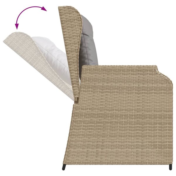 3 részes bézs polyrattan kerti ülőgarnitúra párnákkal