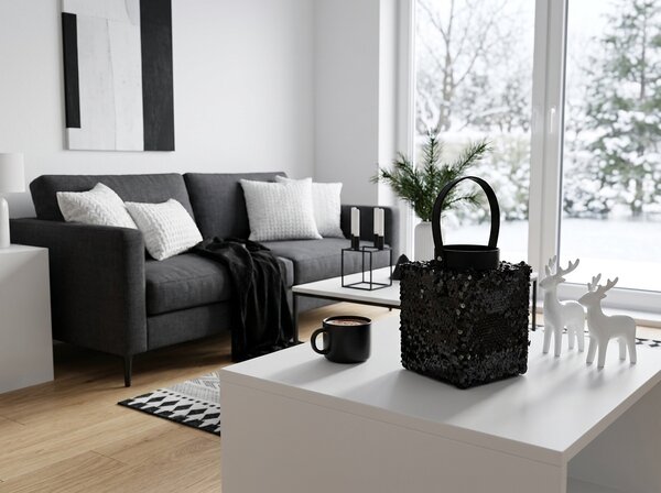 Lámpás flitterekkel LOFTY GLAM 20 cm, fekete