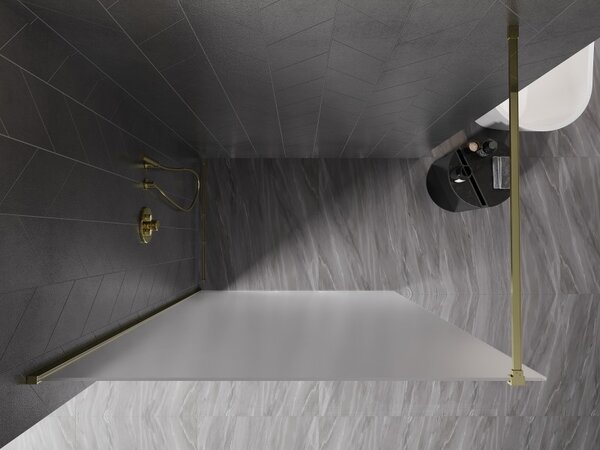 Mexen, Mexen Kioto-X zuhanyfal 50 x 200 cm, matt 10 mm, arany - 800-050-101-50-30-X