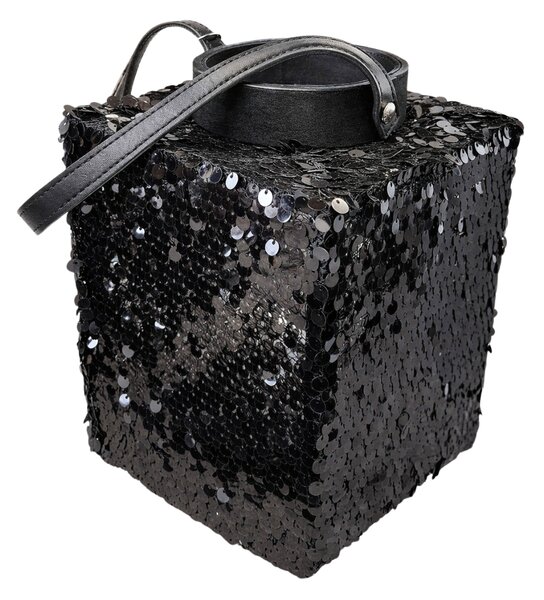 Lámpás flitterekkel LOFTY GLAM 20 cm, fekete