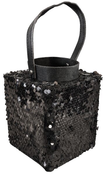 Lámpás flitterekkel LOFTY GLAM 27 cm, fekete