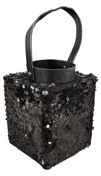 Lámpás flitterekkel LOFTY GLAM 20 cm, fekete