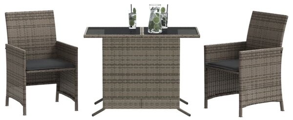 3 részes szürke polyrattan bisztrógarnitúra párnákkal