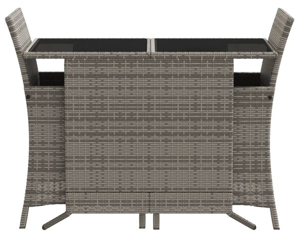 3 részes szürke polyrattan bisztrógarnitúra párnákkal