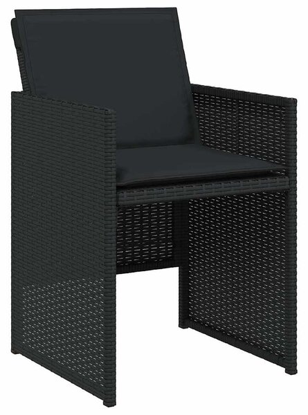 11 részes fekete polyrattan kerti étkezőgarnitúra párnákkal