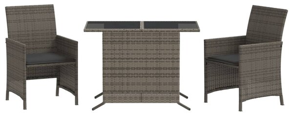 3 részes szürke polyrattan bisztrógarnitúra párnákkal