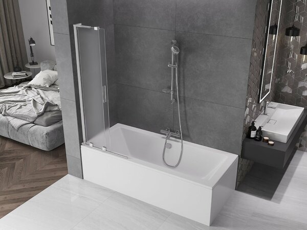 Mexen Velar L kétpaneles toló kádparaván 85 x 150 cm, szatén, króm - 896-085-003-31-01