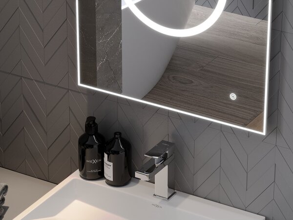 Mexen Koga, LED fürdoszobai tükör háttérvilágítással 100 x 80 cm, 6000K, páramentesíto, 9821-100-080-611-00
