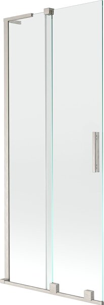 Mexen Velar L 2-szárnyú tolható fürdőszobai paraván 85 x 150 cm, átlátszó, kefezett nikkel - 896-085-003-01-97