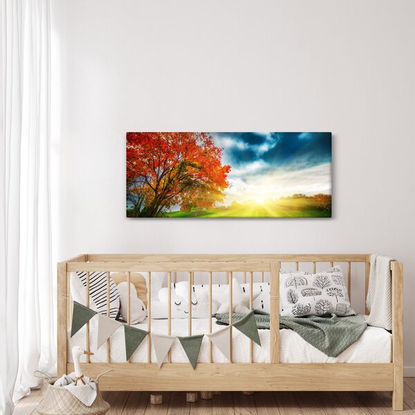 Napsütésben fürdő táj képe (120x50 cm)