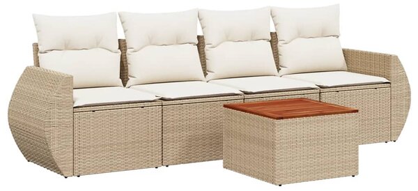 5 részes bézs polyrattan kerti ülőgarnitúra párnákkal