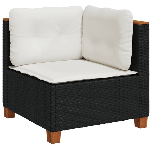 10 részes fekete polyrattan kerti ülőgarnitúra párnákkal