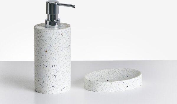 5 darabos fürdőszobai kiegészítő szett PERENE Fehér terrazzo
