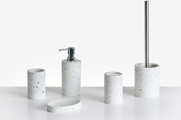 5 darabos fürdőszobai kiegészítő szett PERENE Fehér terrazzo