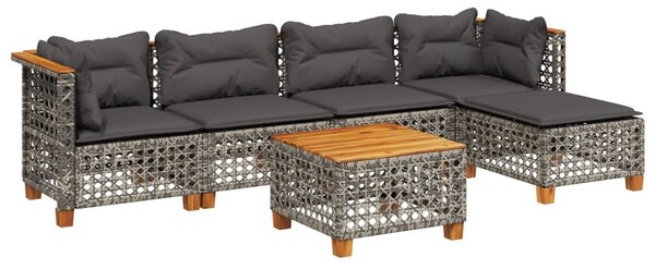 6 részes szürke polyrattan kerti ülőgarnitúra párnákkal