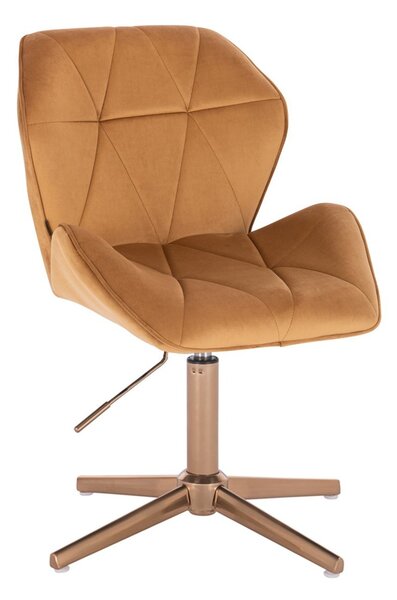 HR212CROSS Mézbarna modern velúr szék arany lábbal