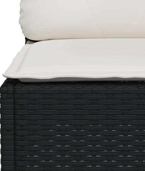 5 részes fekete polyrattan kerti kanapészett párnákkal