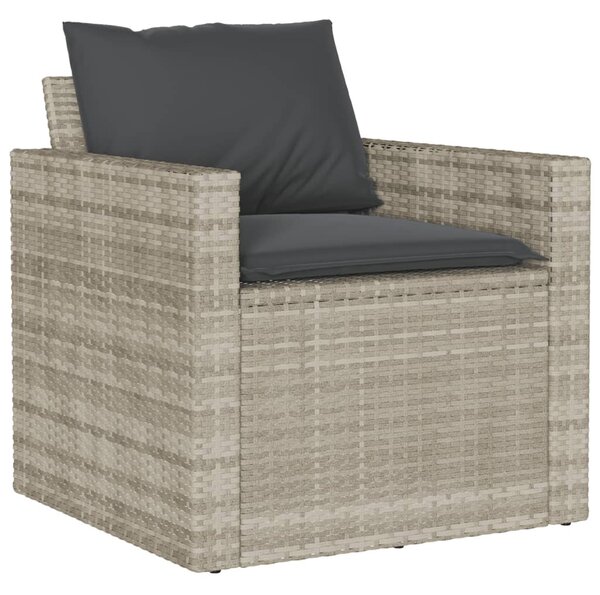 6 részes világosszürke polyrattan kerti ülőgarnitúra párnákkal